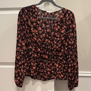 Lush Black and Red Floral Blouse M